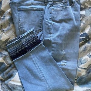 Chico’s Ripped Down Hem Girlfriend Ankle Jeans